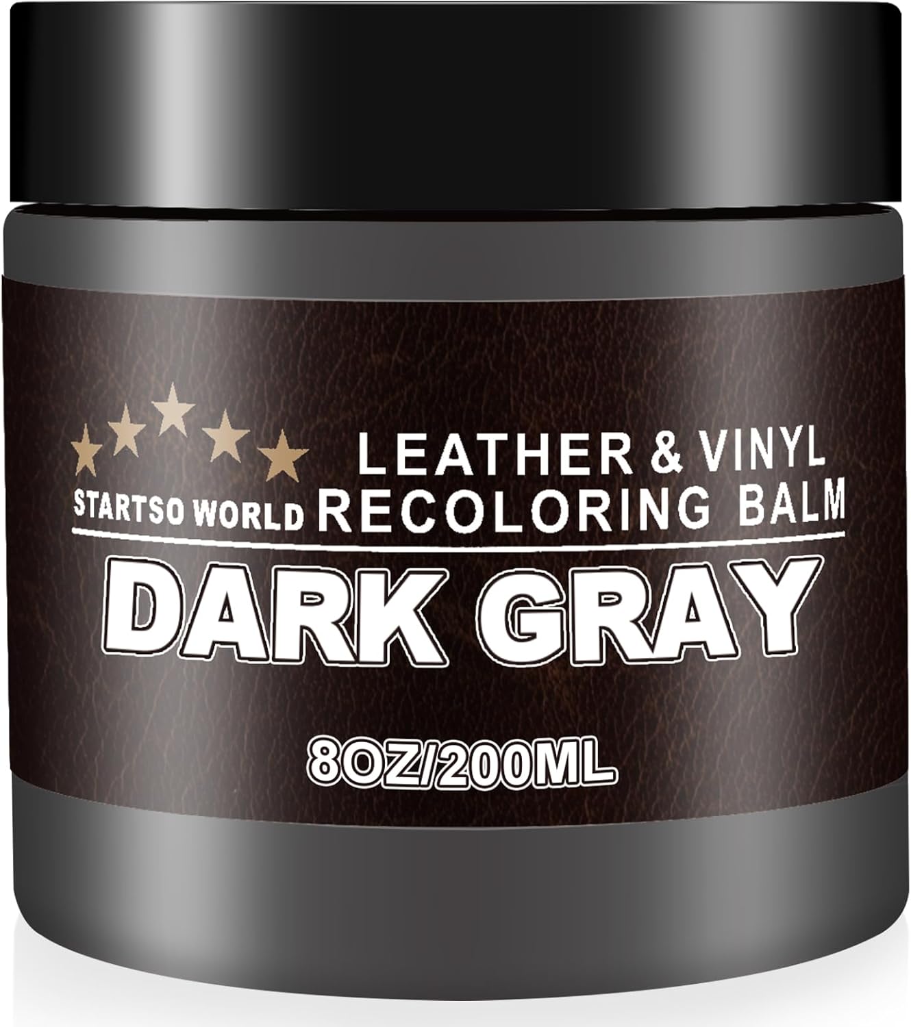 STARTSO WORLD Leather Recoloring Balm, Dark Gray Leather Repair Kit for Furniture, Leather Dye, Leather Color Restorer for Couches, Leather Couch Paint | Repair, Restore & Renew Old, Faded Leather