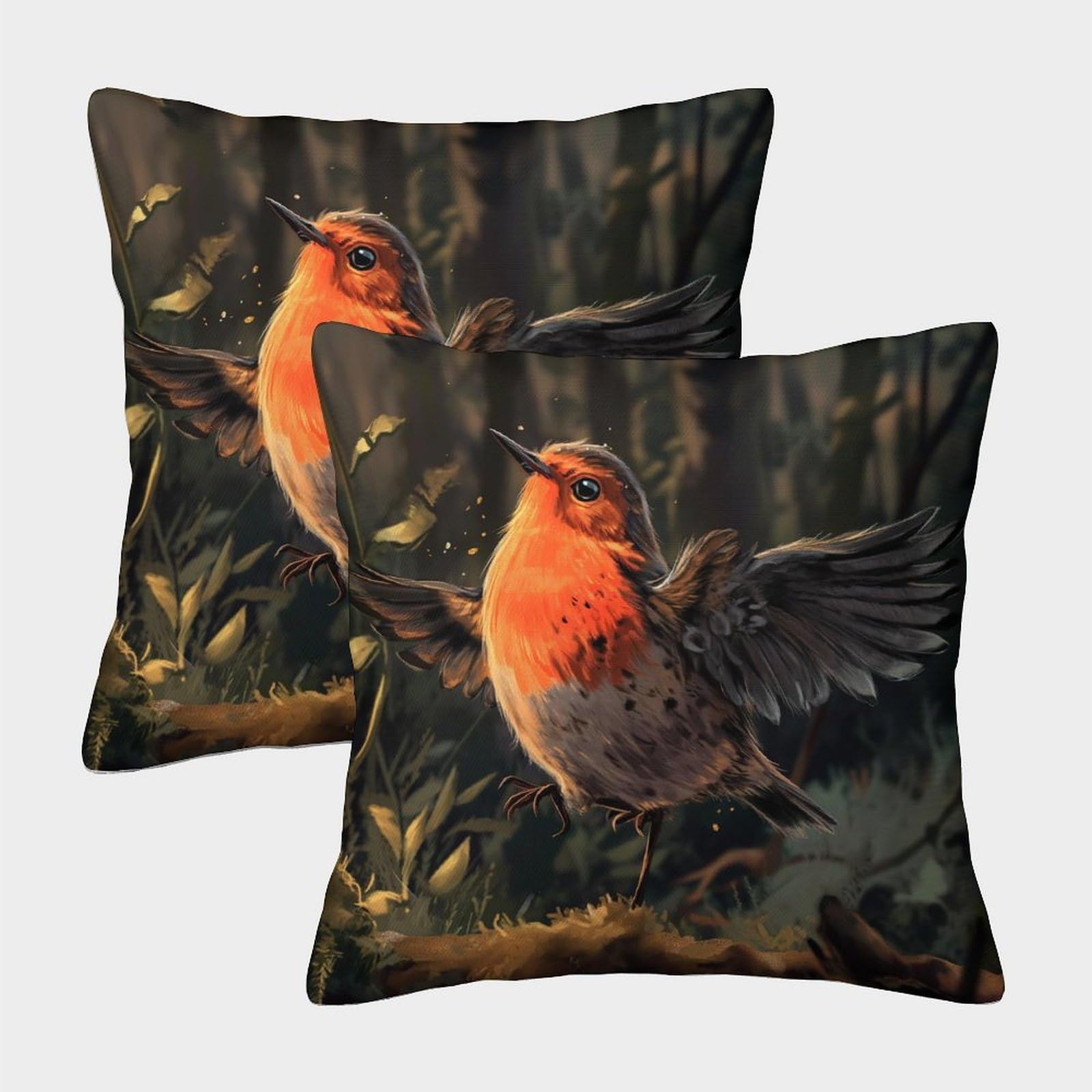 HLXZMCVBT Robin Velvet Pillow Cover Pillow Cover Outdoor Decor Set of 2 for 40x40cm