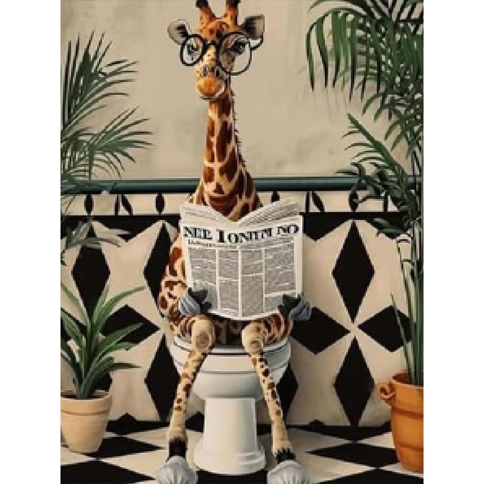 Jakener Paint By Numbers-Giraffe-1222 Giraffe Paint By Numbers For Adults, Animal Painting By Numbers For Adults Canvas Kits, Bathroom Adult Paint By Numbers Kits Without Frame, Diy Acrylic Oil Painting For Home Wall Decor 12X16 Inch