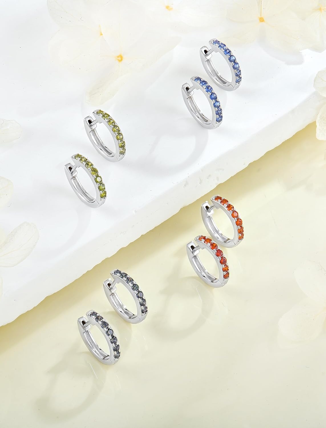 Huggie Earrings for Women 925 Sterling Silver Hoop Earrings Birthstone Jewelry - Image 4