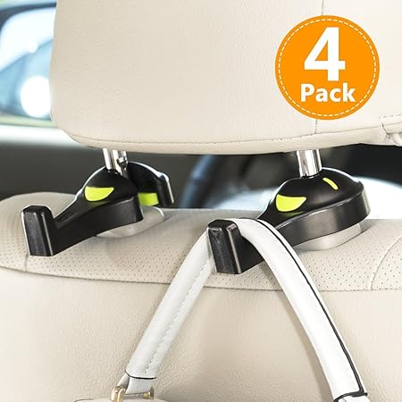 Amazon 車用収納フックシートフック 耐荷重8kg 買い物袋の荷崩れ防止 汎用 黒 4個セット ポケット ケース カバー 車 バイク