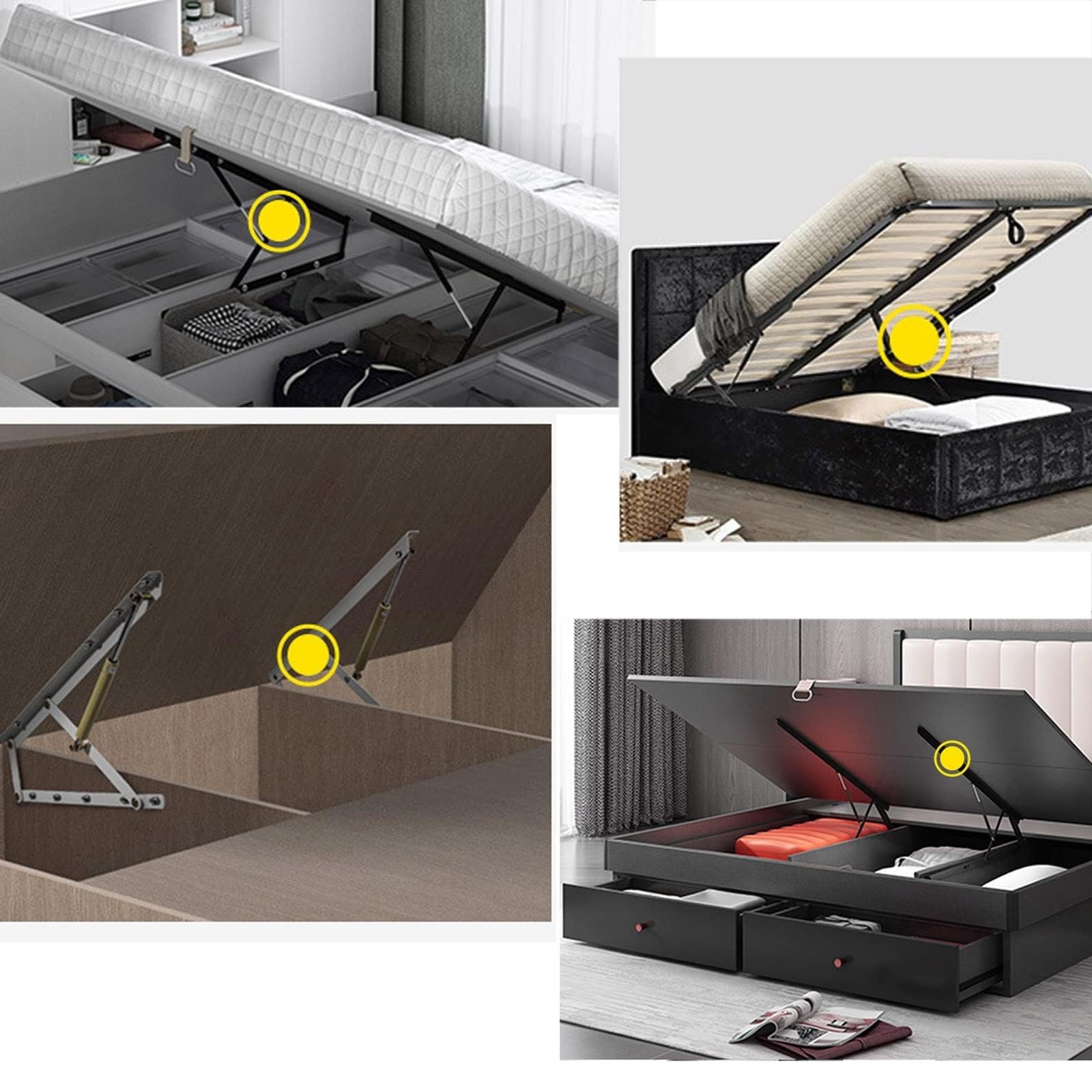 Resistente meccanismo di sollevamento del letto, set di cerniere per telaio del letto, facile accesso sotto il letto per progetti fai da te
