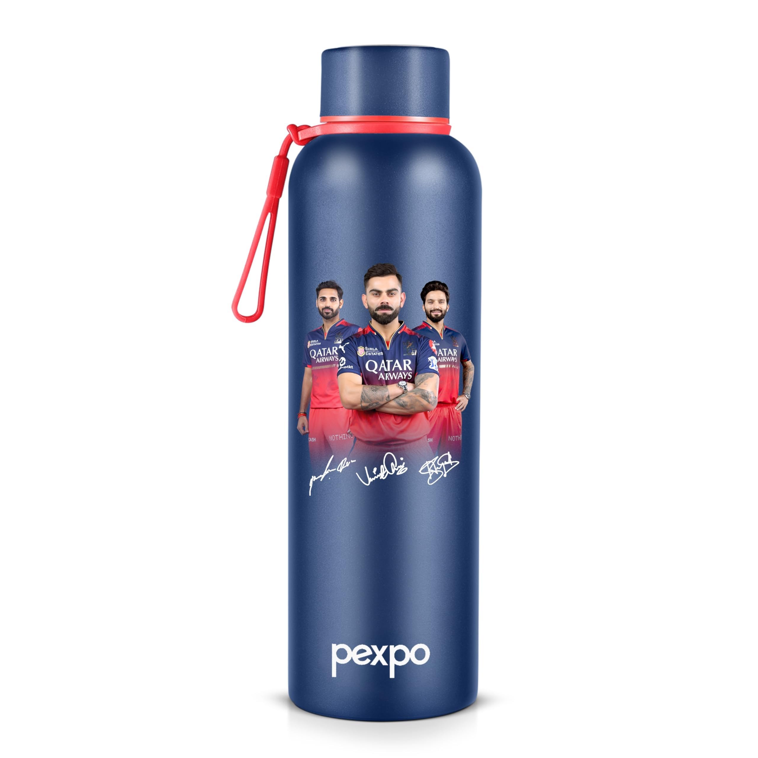 Go24 pexpo Water Bottle 700ml Stainless Steel | Hot and Cold Flask | ISI Certified Steel Bottle | Three Layer Insulation | Leakproof | for Home, Office | 2-Year Warranty |Bravo| Denim Blue