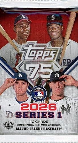 2026 Topps Series 1 Baseball HUGE HOBBY Foil Pack with (12) New Mint Cards!