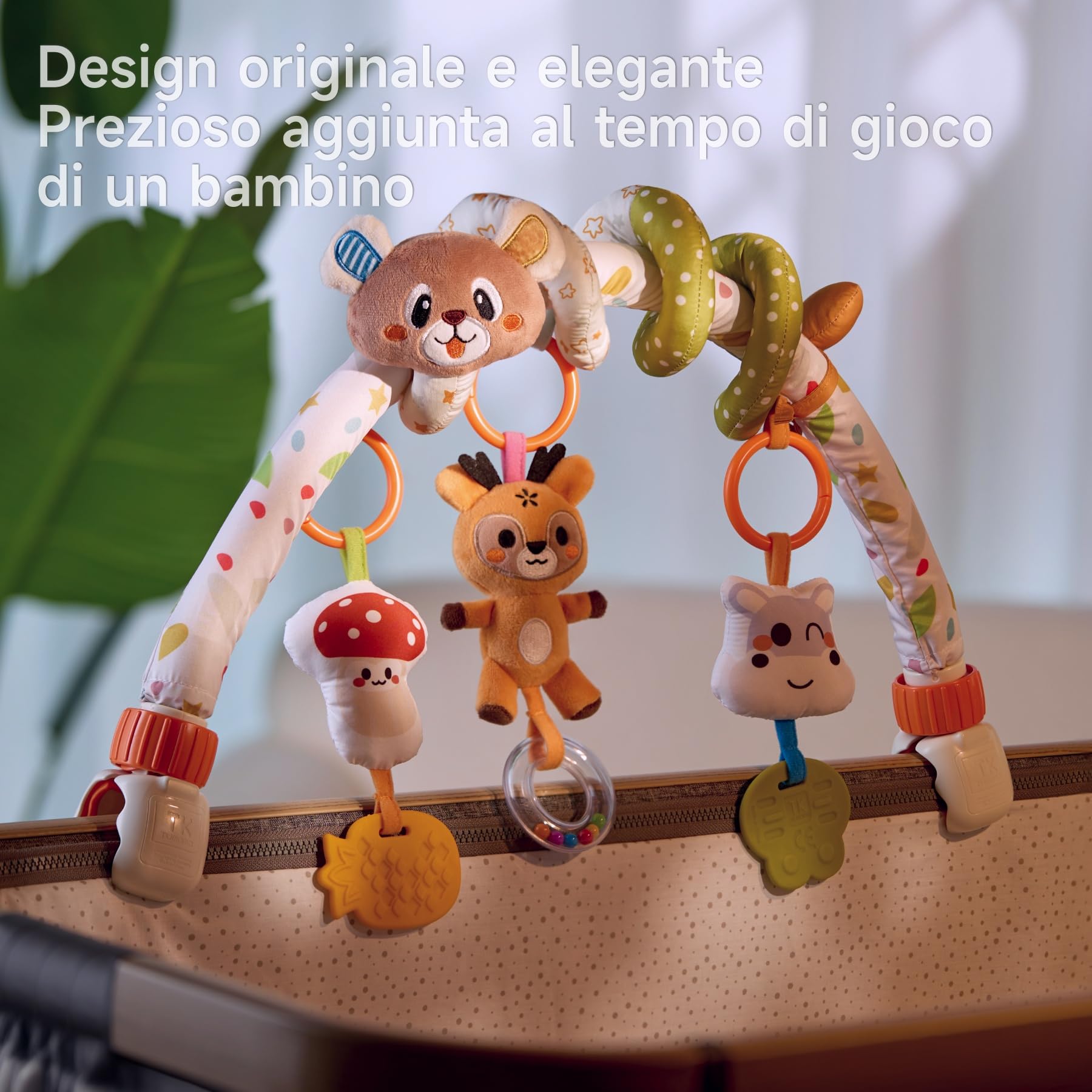 TUMAMA Arco Passeggino con Giocattolo a Spirale 0 3 6 9 12 Mesi Baby Arco Lettino Gioco seggiolino Auto Clip Giocare Arco sensoriale sonaglio Giocattolo Neonato Regalo