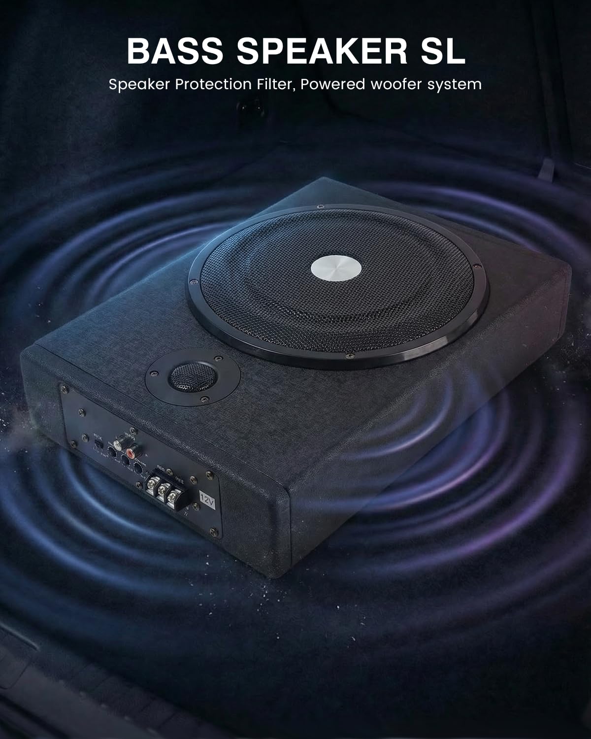 Subwoofer Attivo per Auto, Potenza Massima 1500W, Subwoofer Compatto da Installare Sotto il Sedile, Amplificatore Integrato, Subwoofer Chiuso, Nero, Compatibile con Diversi Modelli di Auto