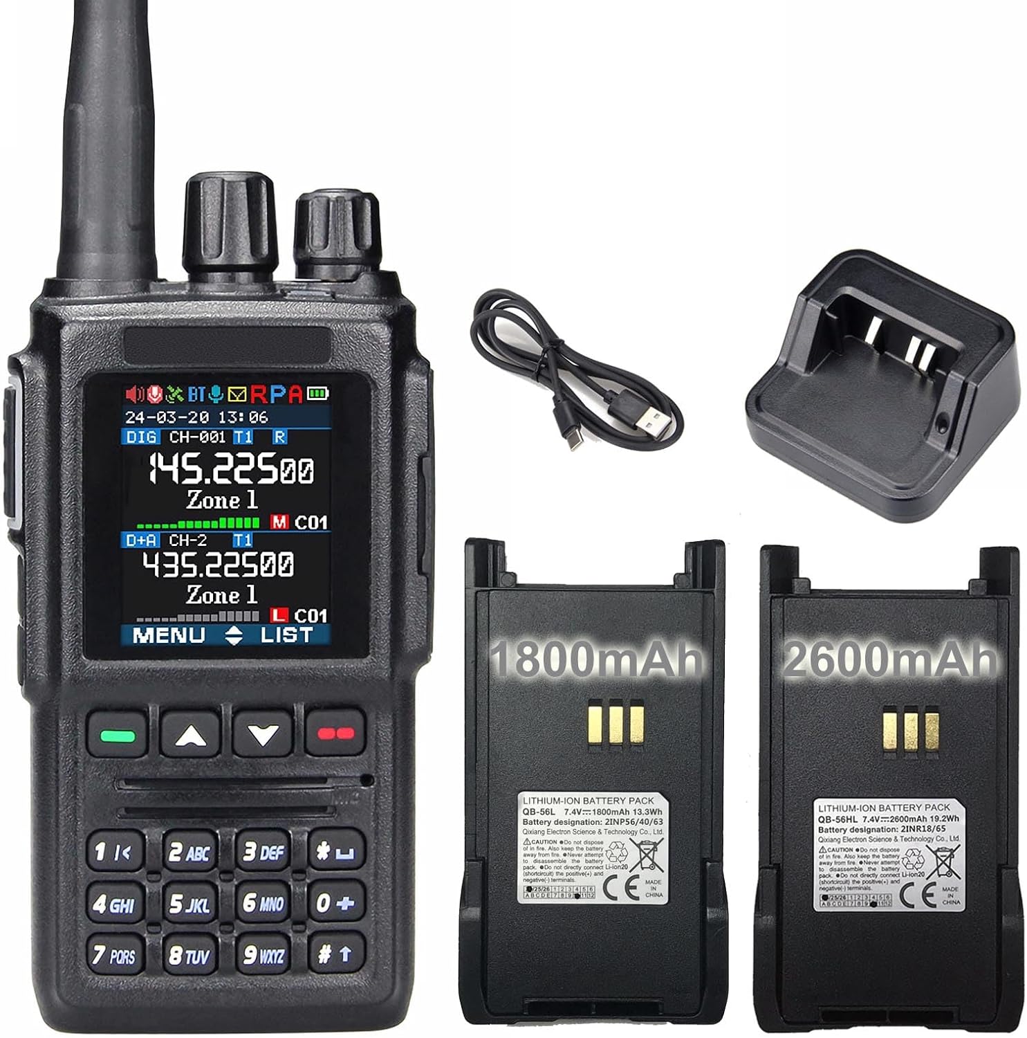 Dual Band DMR Handheld Mobile Two-Way Radio AT-D168UV, VHF/UHF Digital/Analog TRANSCEIVER, APRS-10K Talk Groups and 500K Digital Contacts 2 Batteries for Team Work