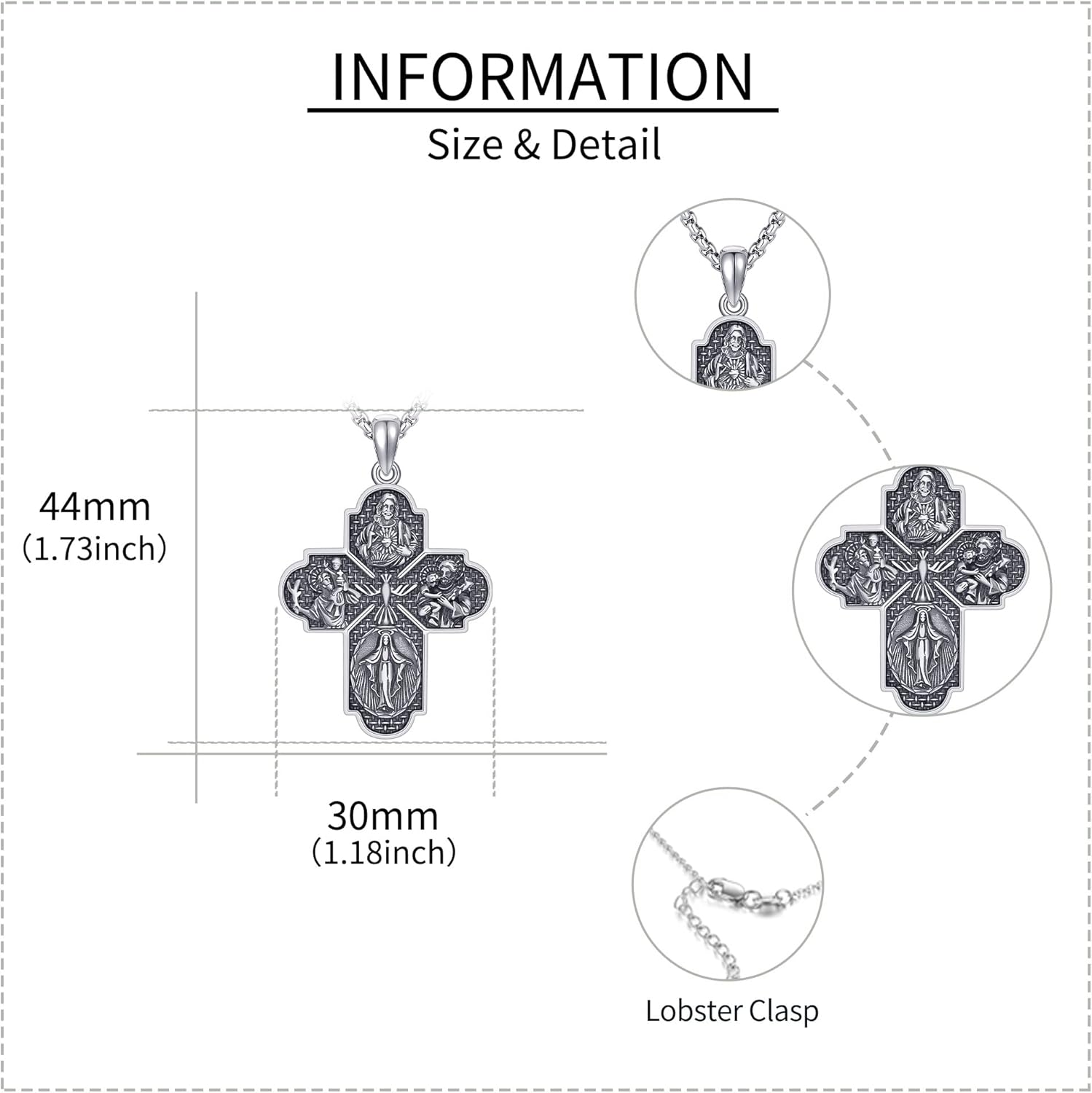 St Michael/Crucifix/Four Way Cross/Celtic Cross Necklace for Men Sterling Silver Obsidian Malachite Saint Necklace for Men Saint Michael Jewelry for Men - Image 5