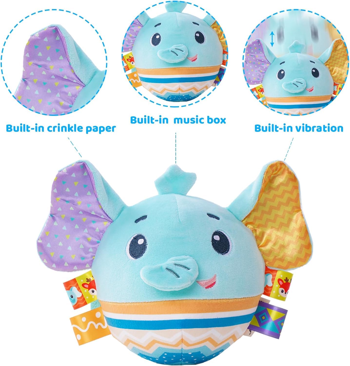 RETZLA Baby Music Shake Dancing Ball - Interactive Sensory Musical Toy for Toddlers Plush Stuffed Animal, for 1 Year Olds - Image 3