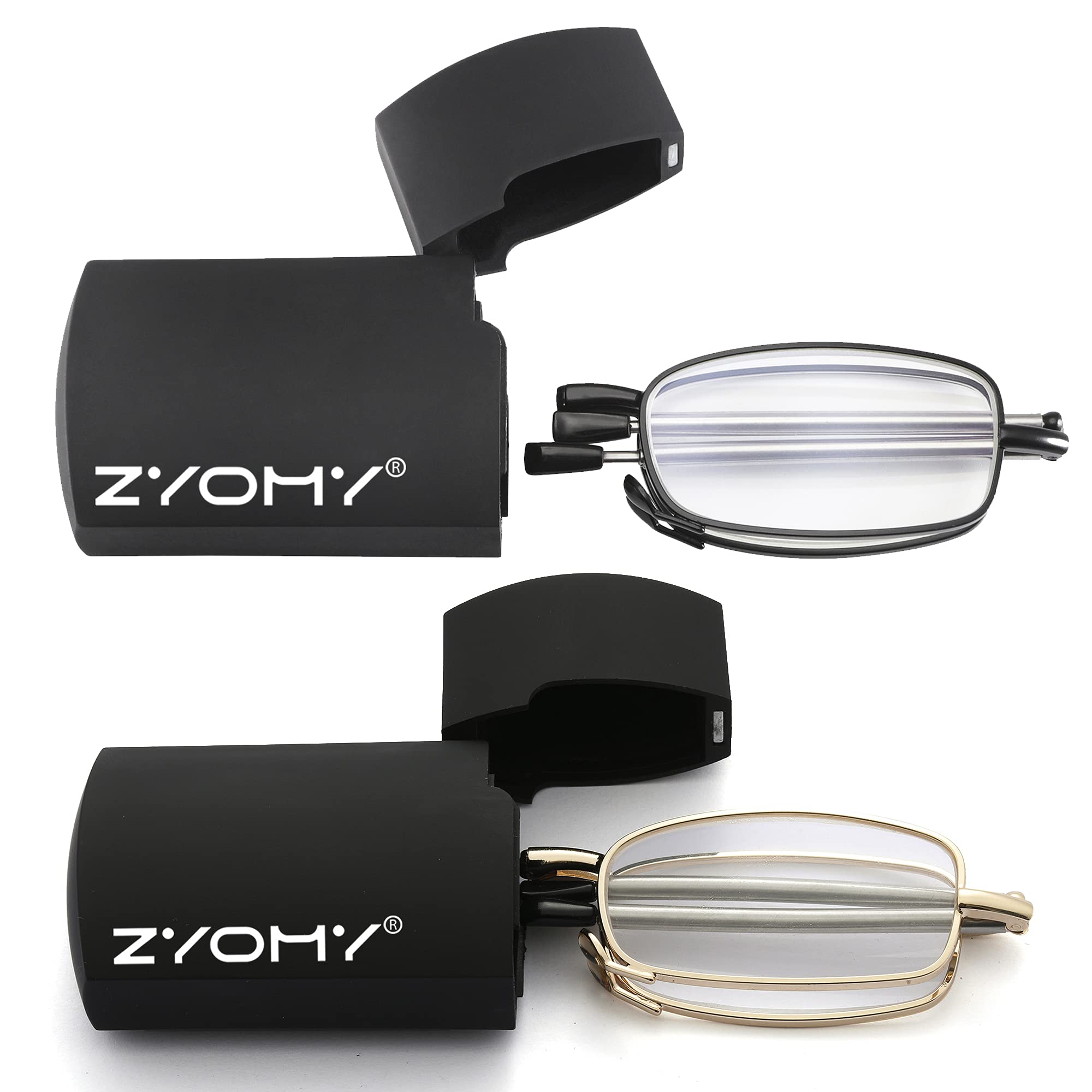 2-Pack Folding Reading Glasses for Women Men in Black and Red Wine with Blue Light Blocking Includes Glasses Case