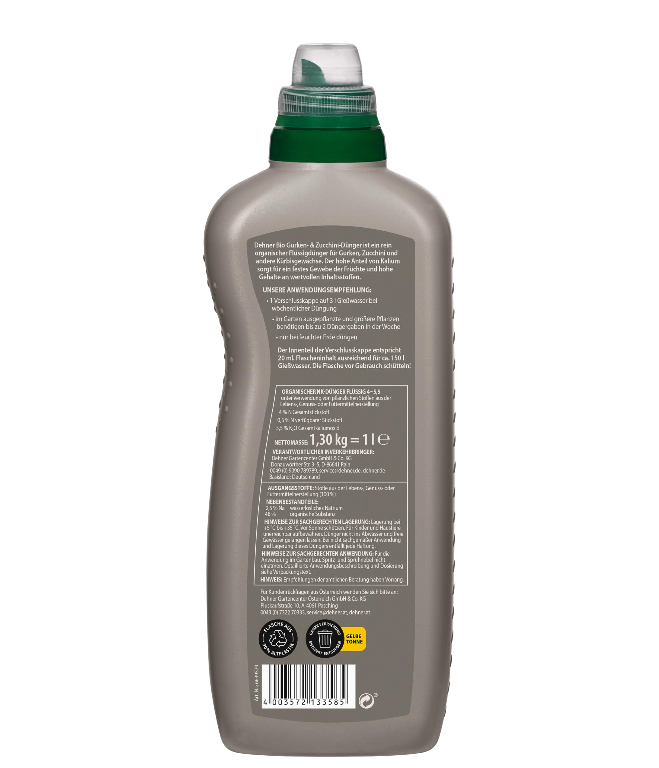 Dehner Bio Gurken- und Zucchinidnger, hochwertiger Flssigdnger, Dnger  fr Gurken / Zucchini, organischer NK-Dnger, kologisch wertvoll, 1 l, fr  ca. 150 l, bunt : Amazon.de: Garten