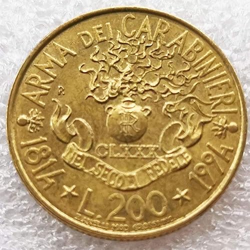 Exquisita colección de monedas conmemorativas 1994 Moneda conmemorativa de latón para el 180 aniversario del establecimiento de 200 Lira Gendarmerie