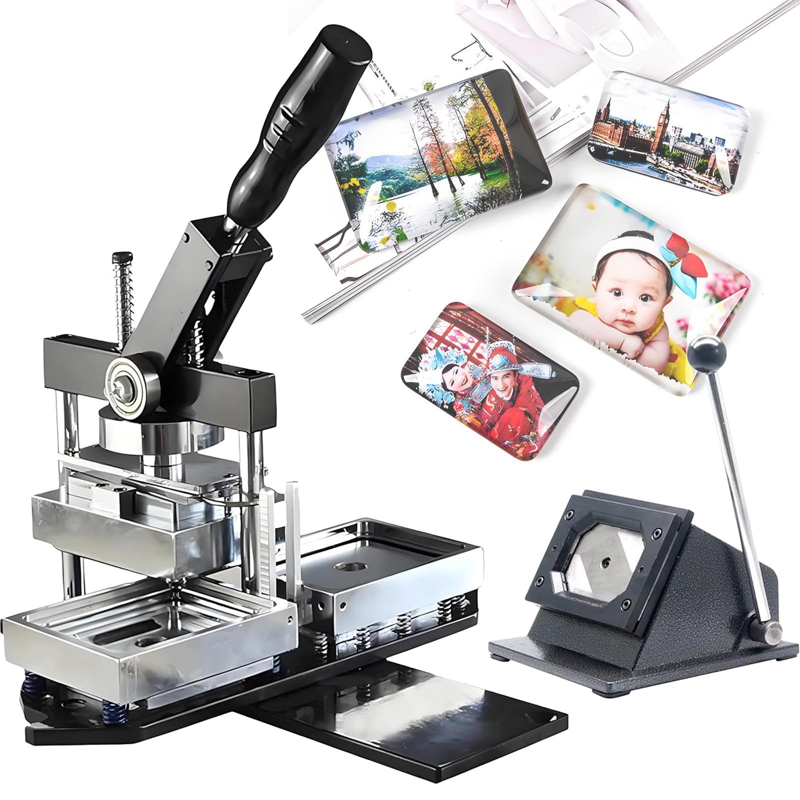 YXYLJOZ DIY Rectangle Magnet Maker Kit - Photo Fridge Magnet Press Machine with Press, Paper Cutters & 100 Consumables Create Custom Magnets Easily! (90x65mm)
