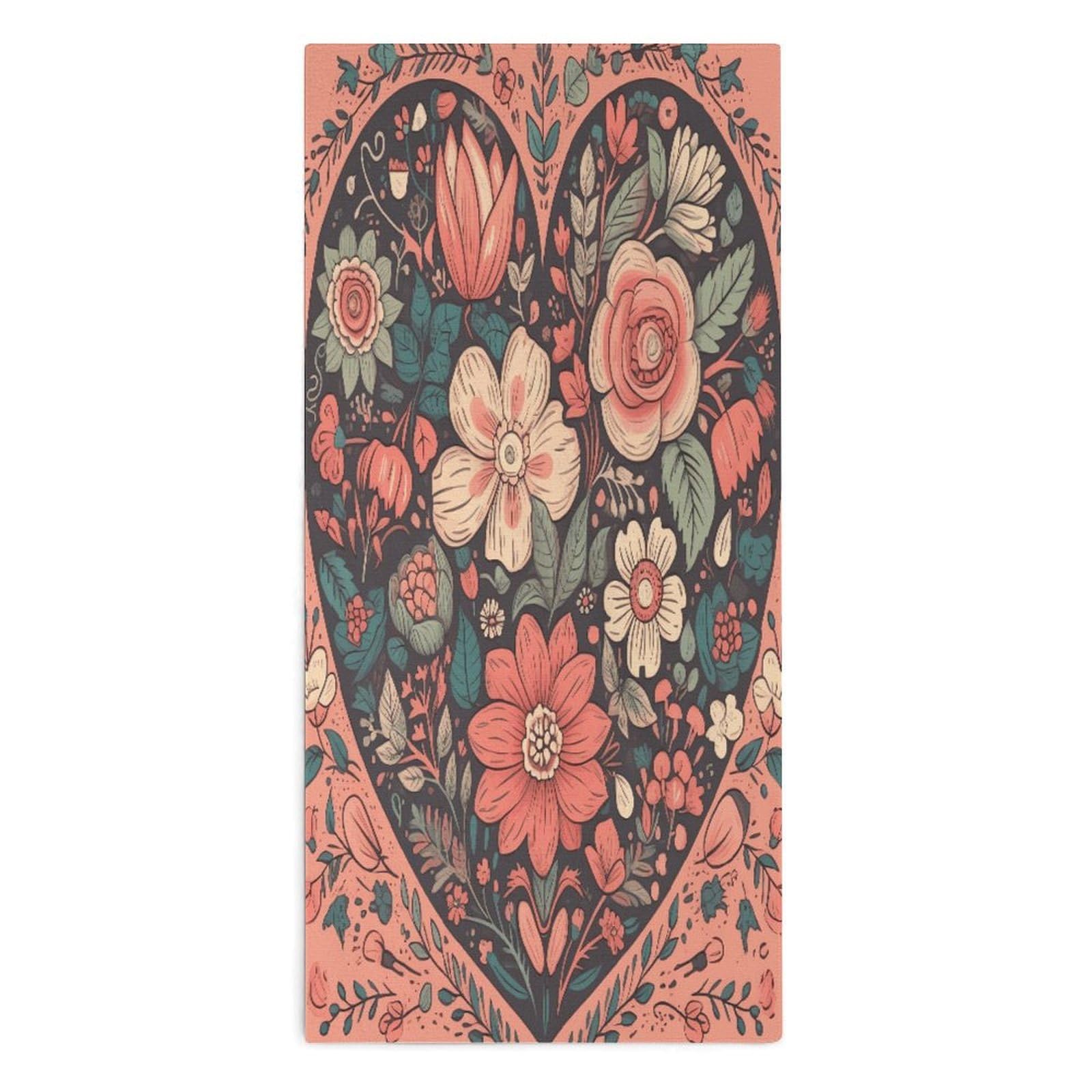 Btcowzrv Style Heart With Flowers Bath Towel Beach Towels Shower Towel