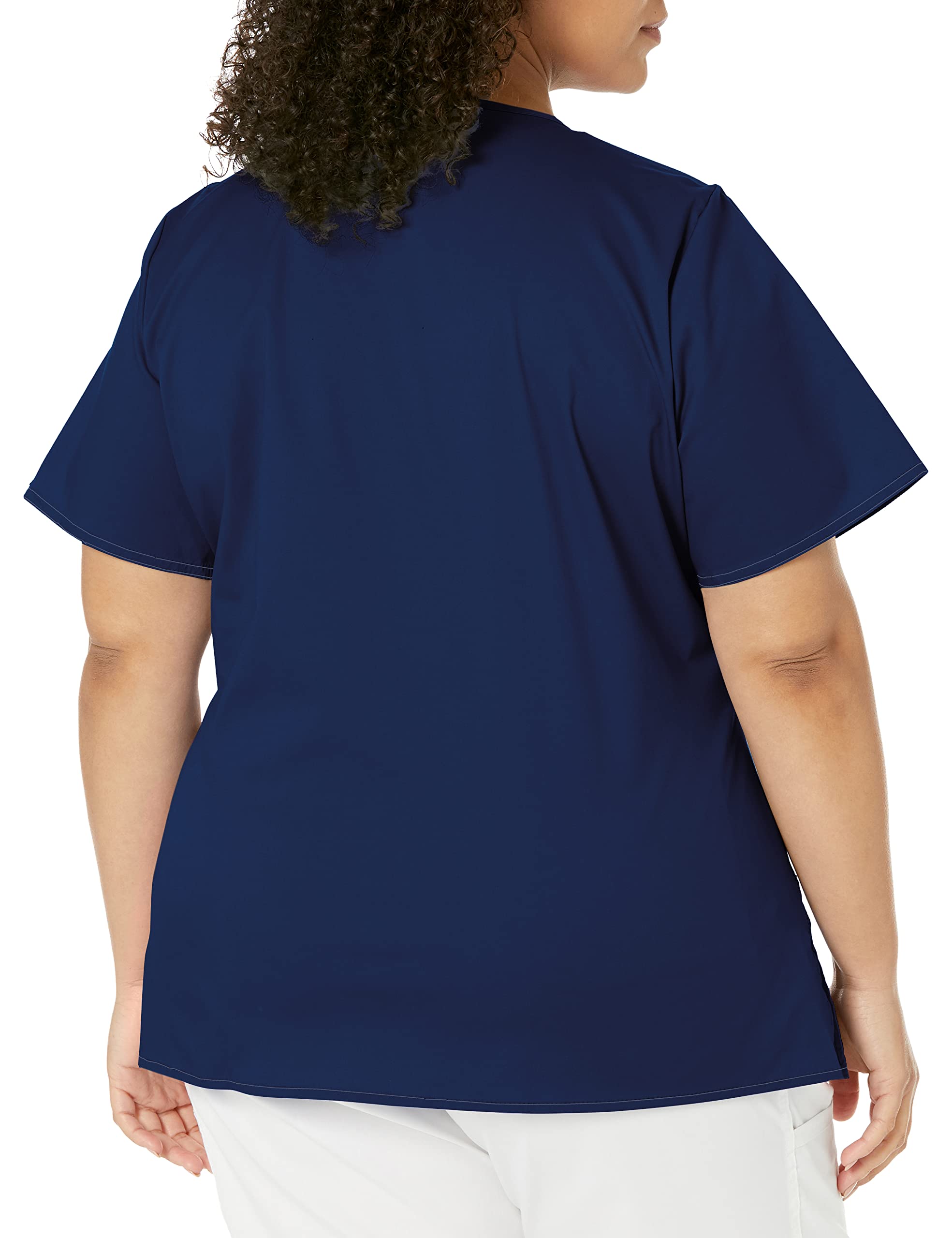 Dickies Scrubs Women's Gen Flex Junior Fit Contrast Stitch Mock Wrap Shirt, Navy, XX-Large