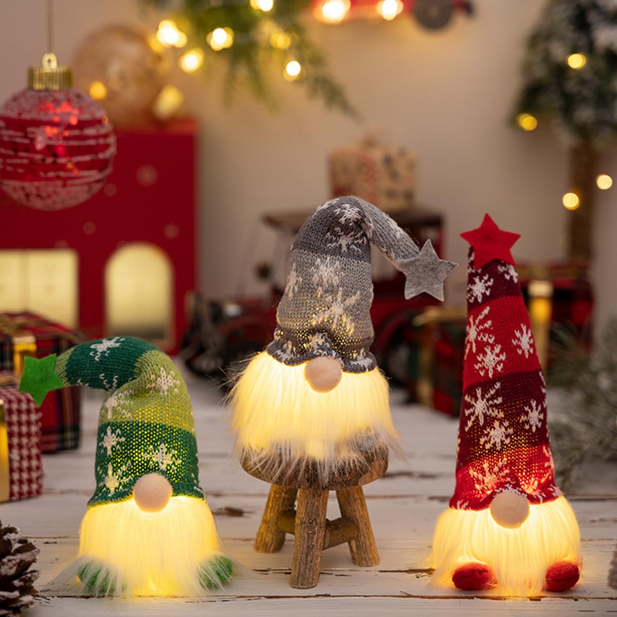 3 PC Adornos Navideños Muñecas Adornos de Navidad para Casa Decoración Originales Muñeco Adorno Navidad Regalos (A)