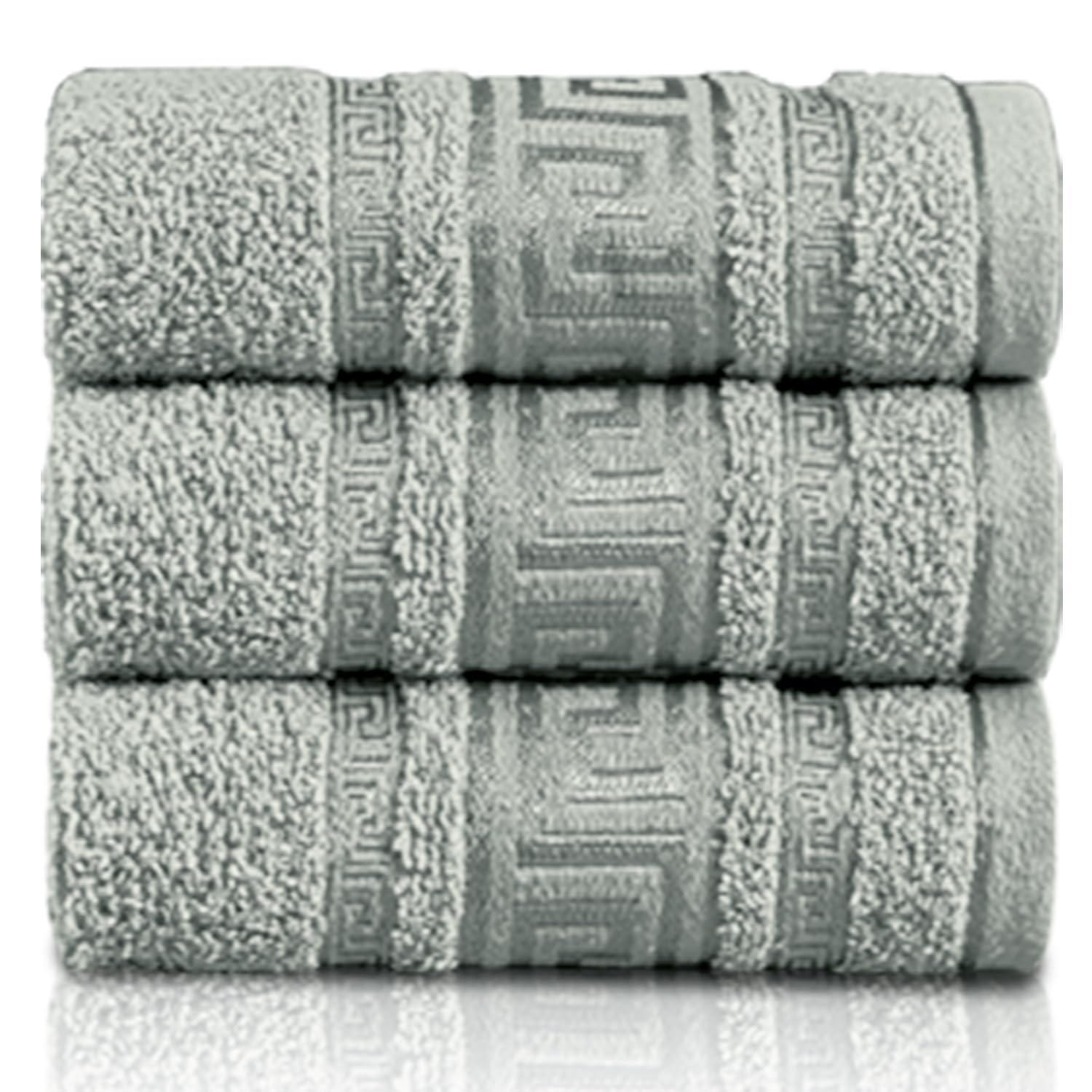 GC GAVENO CAVAILIA 3 Pack Greek Hand Towels - 100% Egyptian Cotton Quick Dry Towel (50x90 cm) - Highly Absorbent Bathroom Hand Towel Set - 550 GSM Towels for Hotel Gym Travel & Skin Friendly, Silver