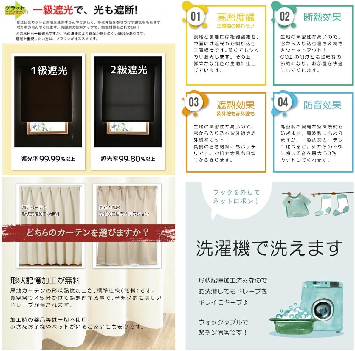 満天カーテン カーテン 遮光 1級 昼夜 透けない 高断熱 ミラー レースカーテン 4枚セット 北欧 おしゃれ 遮光カーテン オーダ