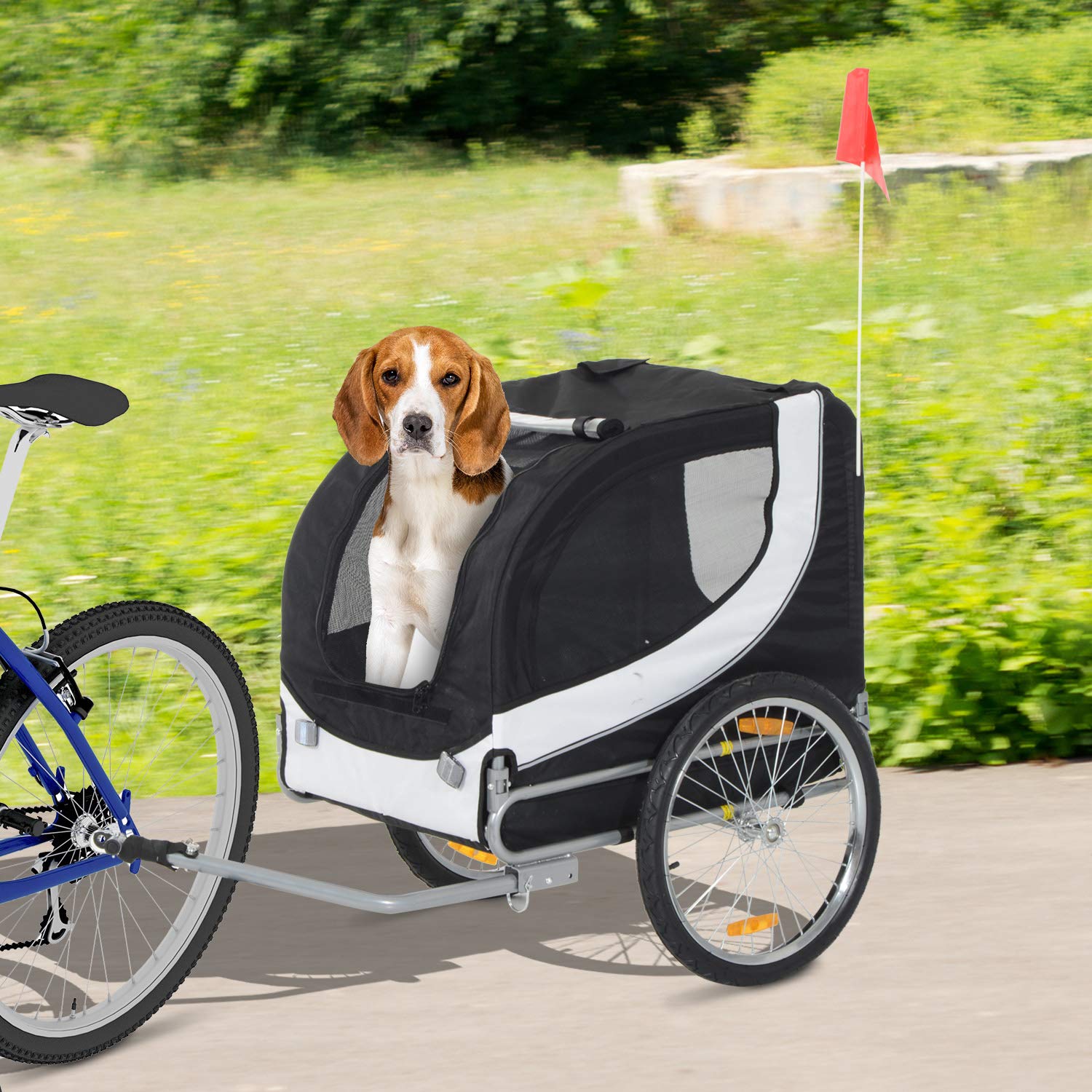 PawHut Steel Dog Bike Trailer Pet Cart Carrier for Bicycle Jogger Kit