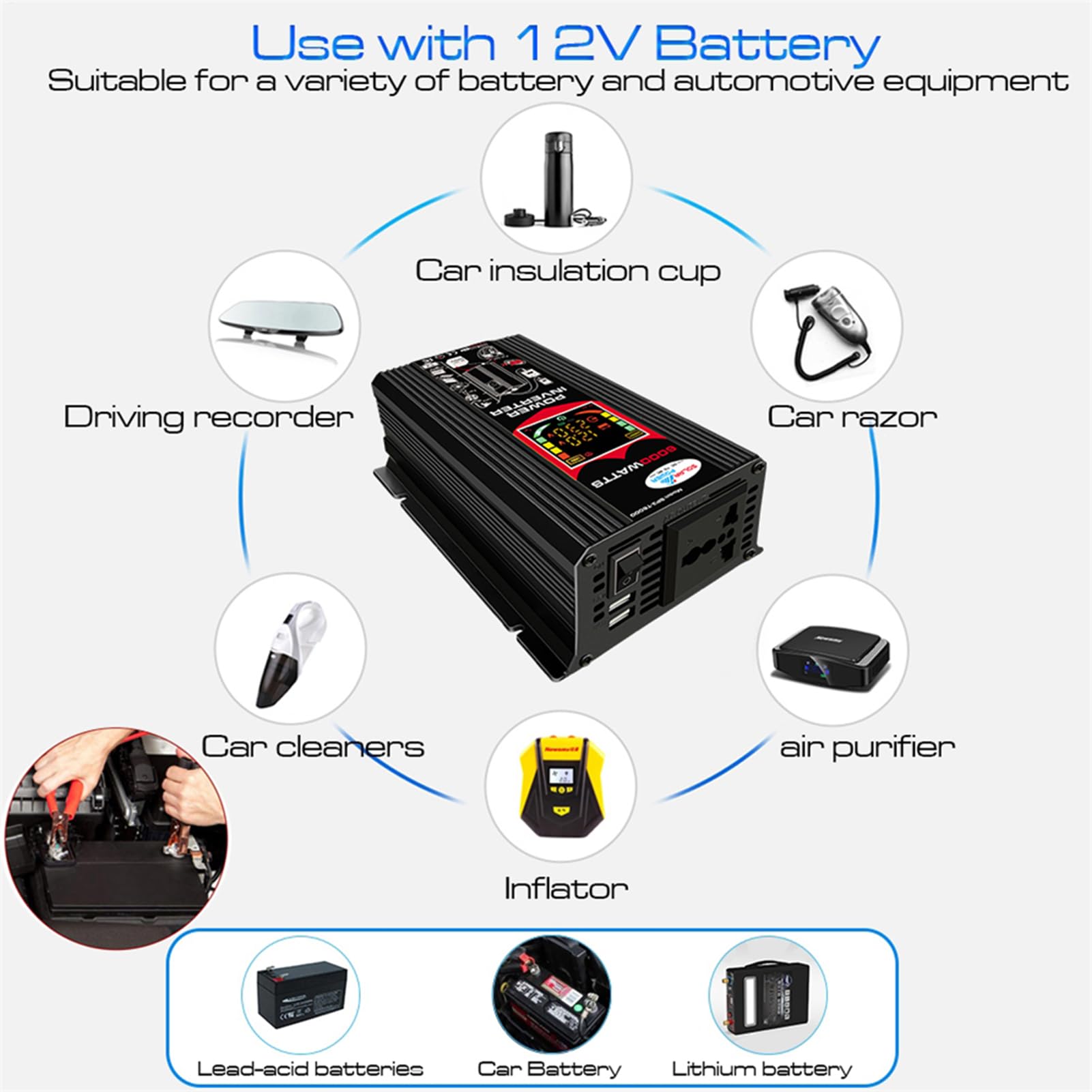 Kit impianto Solare | Starter Kit Pannelli Solari per Camper Fuori Rete con Batteria E Inverter | Pannello Solare da 18 W Inverter Solare da 6000 W Regolatore di Carica Solare da 30