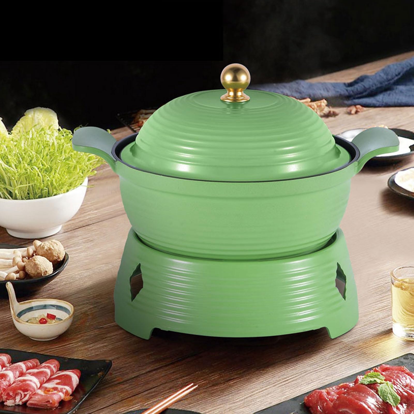 Yosoo Health Gear Alkoholkocher Hot Pot, Spirituskocher aus Aluminiumlegierung mit Topf, Kompakter Flüssigkeitskocher Zum Erhitzen und Isolieren von Lebensmitteln, Leicht zu Reinigendes Design für