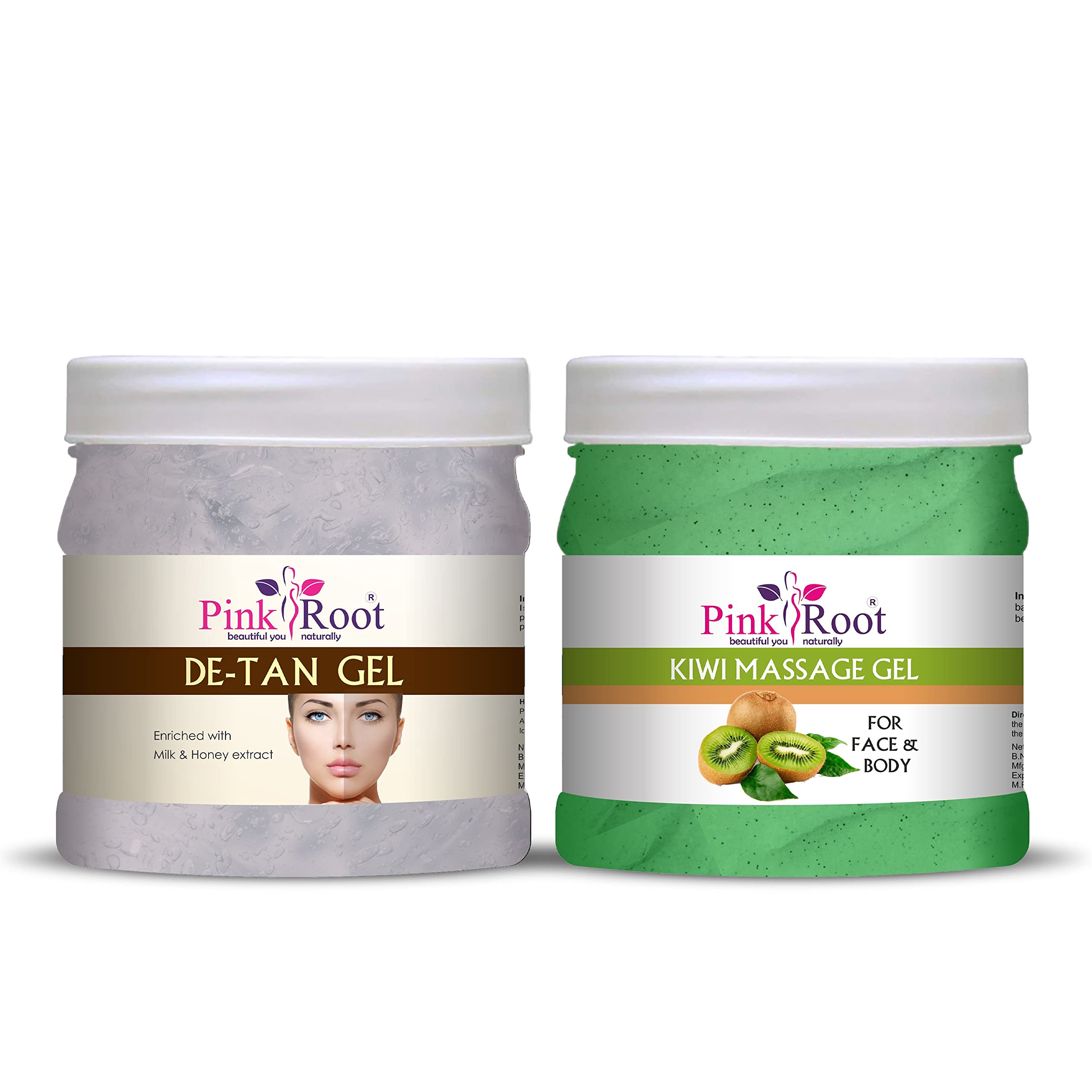 Pink RootKiwi Massage Gel 500ml with De-Tan Gel 500ml