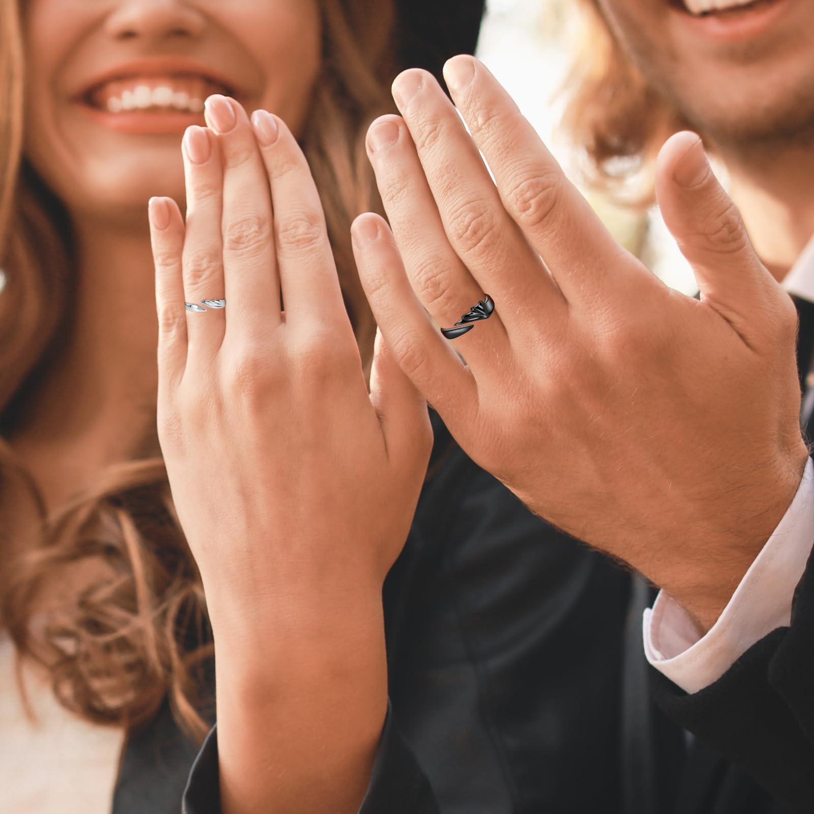 Anillos Parejas Alianzas Boda Promesa Pareja Anillo Angel y Diablo Ajustable Plata de ley Compromiso Casar Él y su Joyería Regalo
