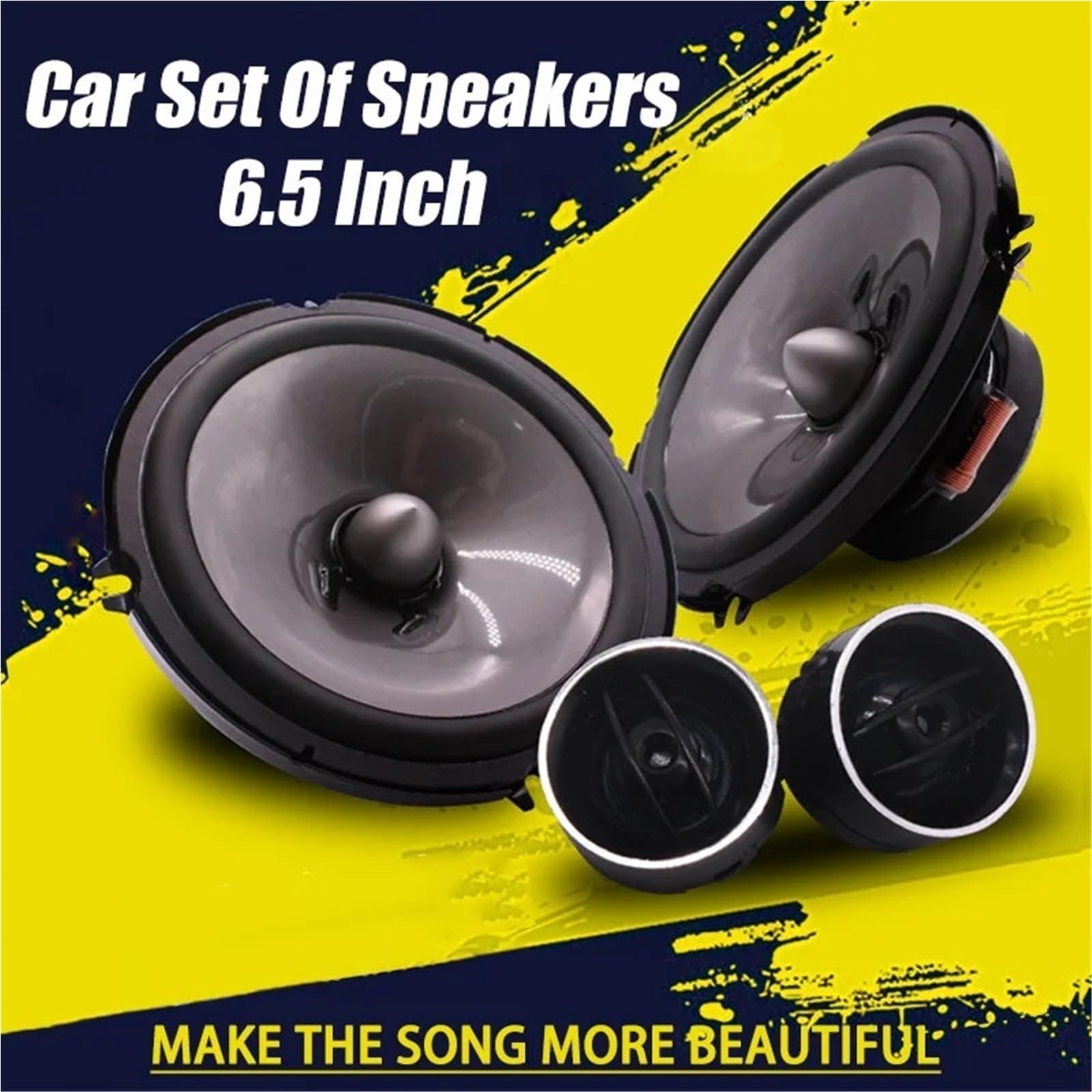 Tweeters para Coche Altavoces para Coche de 6,5 Pulgadas, 4 ohmios RMS, 50 W, para Puerta Delantera, estéreo de Alta fidelidad, Rango Completo, Tweeter Altavoces de Coche