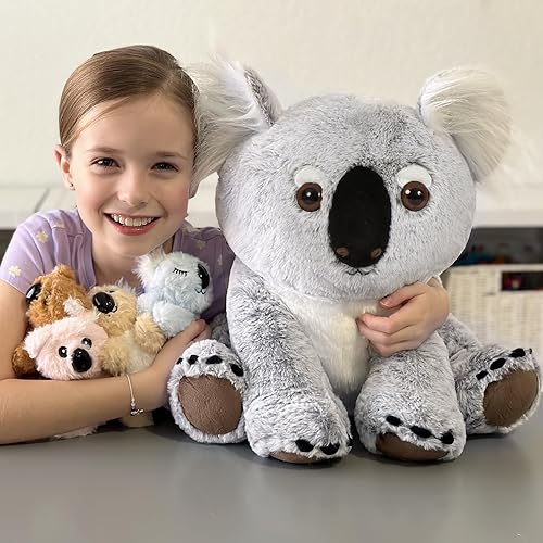 Vista 188 de Juego de 7 juguetes de peluche de dragón verde gigante de 21.7 pulgadas, animal de peluche con 4 bebés y 2 huevos, dinosaurios de peluche para niños
