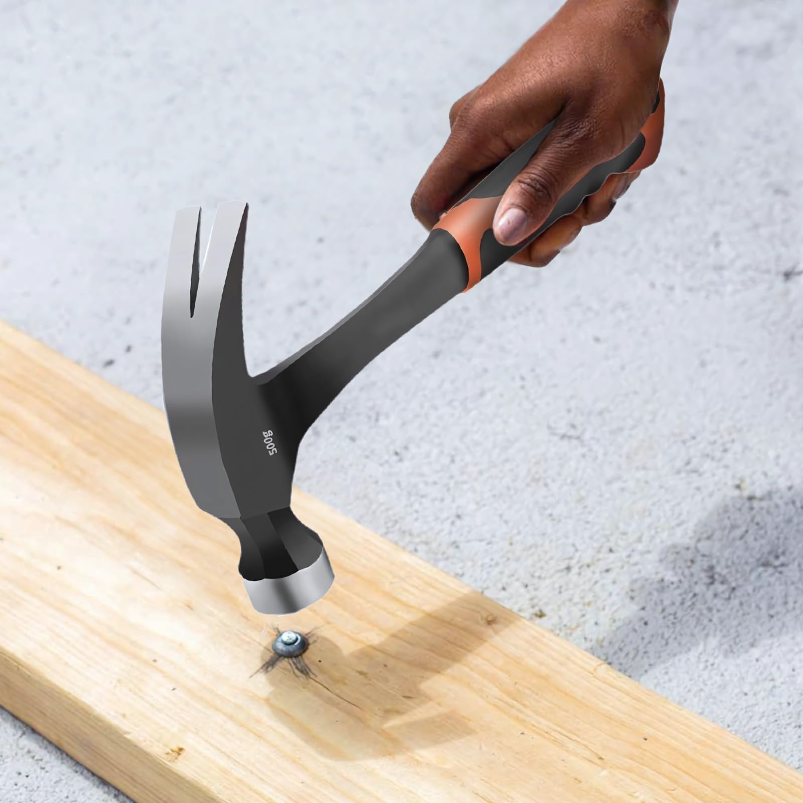 Martello da carpentiere dritto, 453,6 g, in acciaio forgiato, resistente, ergonomico, manico antiscivolo, ideale per progetti fai da te e professionali