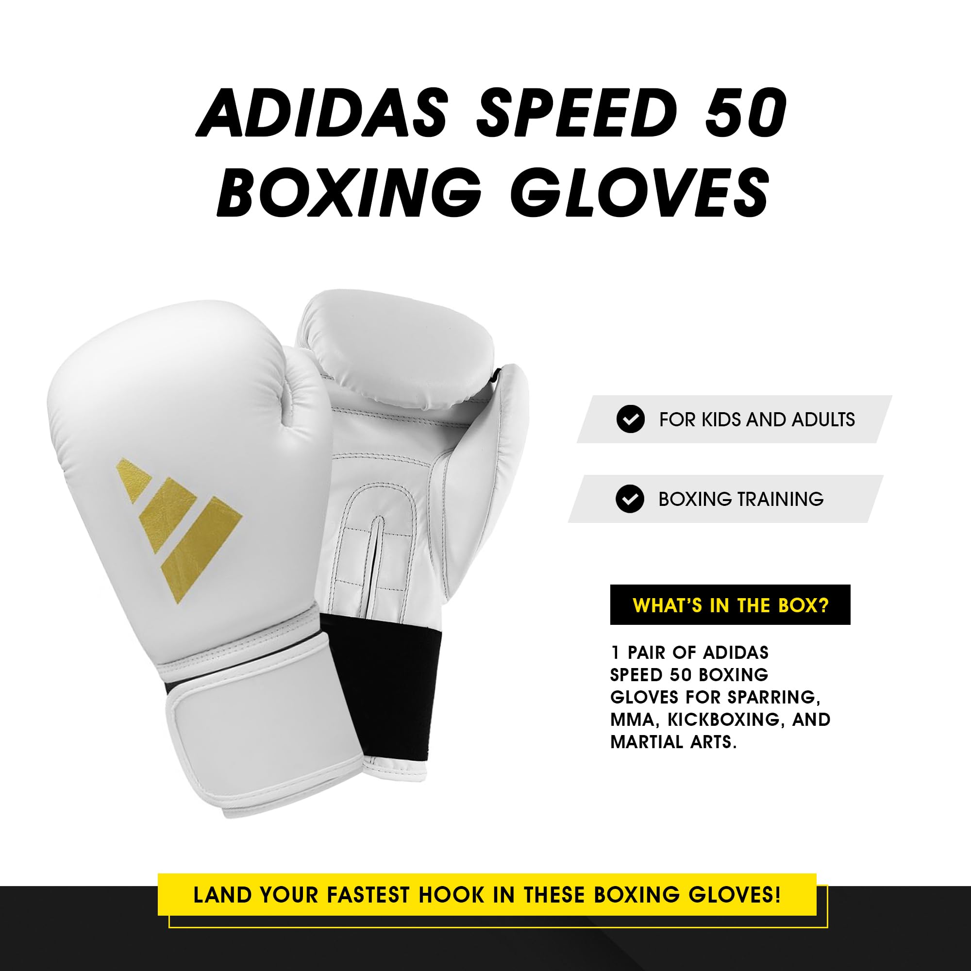 adidas Rękawice bokserskie Speed 50, dla dorosłych, rękawice bokserskie, wygodne i trwałe