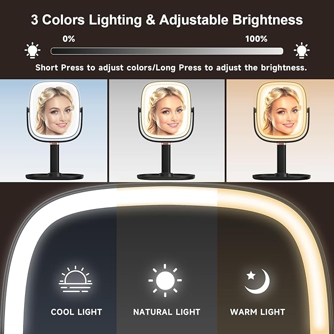 Espejo de Maquillaje Mocado con Luz LED 1X/20X Ajustable Negro miniatura 6
