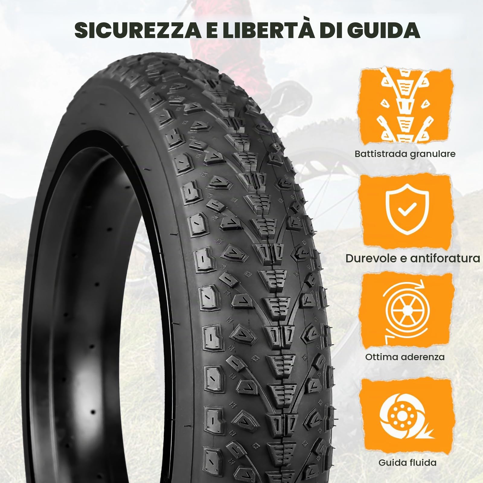 2 Serie Pneumatici E-bike 20 / 26x3,0 Pollici 35TPI 76-406 Cappotto Pneumatico Elettrico Pneumatico Grasso Pesante