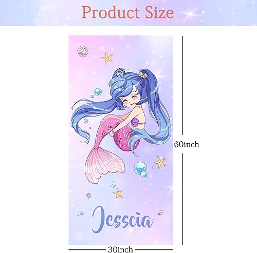 Miniatura 10 de Toalla de playa personalizada para niños, toallas de playa personalizadas de poliéster de secado rápido con nombres para niñas y niños, 30 x 60