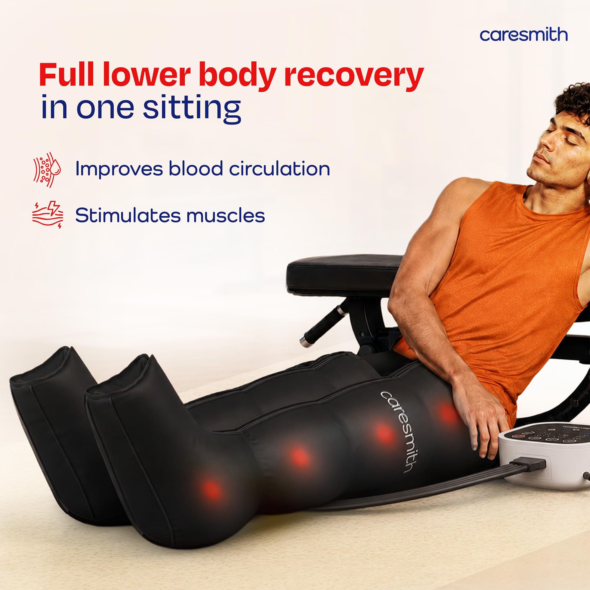 Caresmith Revive Leg Compression Massager with Powerful Controller | 4 Targeted Zones with 4 Modes | Foot Massager Machine for Pain Relief | Blood Circulation Massager 3