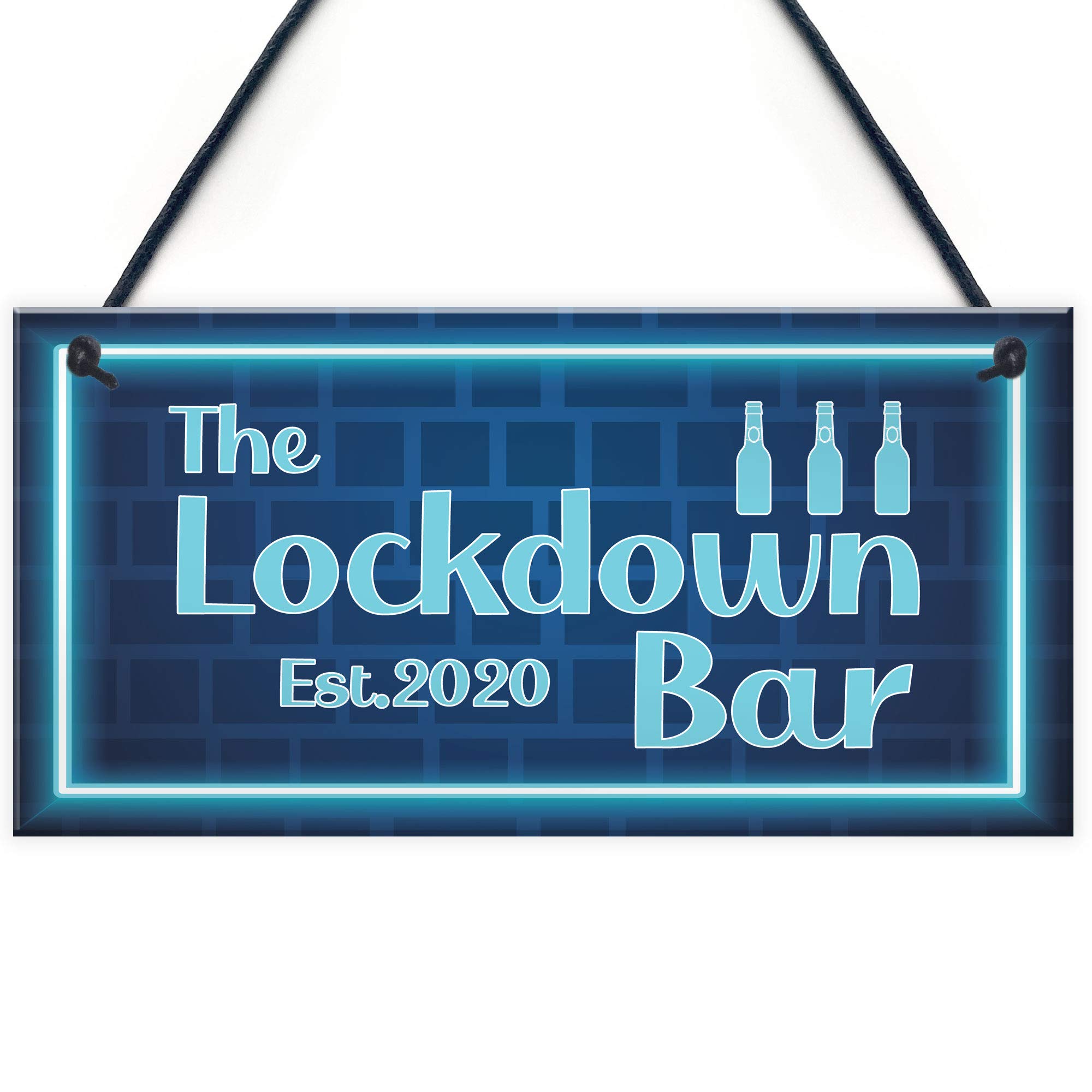 Lockdown Bar Blue Neon Effect Theme Home Bar Sign Quarantine Gift Alcohol Gift