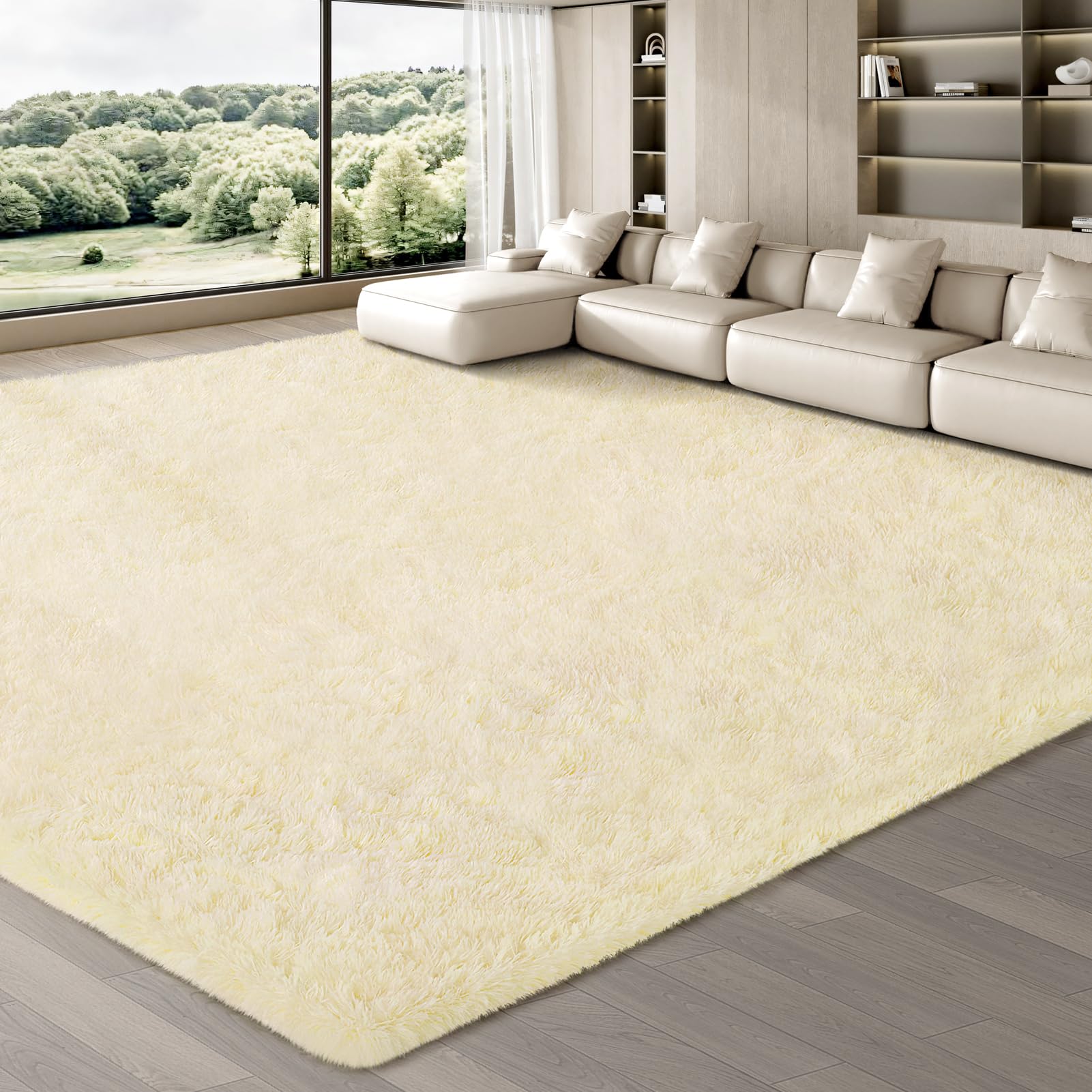 JOJOSEE Rugs Living Room, 240 x 340 cm Beige Area Rug, Anti Slip Soft Fluffy Shaggy Extra Large Floor Carpets Mat for Bedroom, Nursery Bedside (Beige, 240x340cm) โ image 1