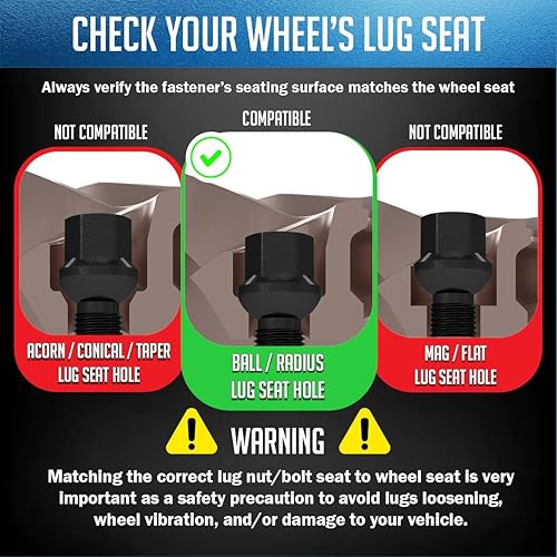 Vista 6 de Wheel Accessories Parts 20 piezas de pernos de asiento de bola M14 x 1.5 de 0.669 in hexagonal 1.299 in de longitud de rosca, acabado negro