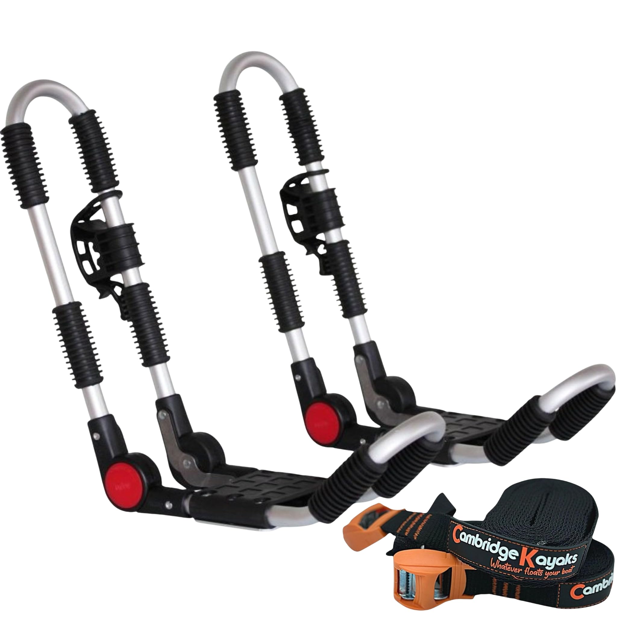 Cambridge Kayaks Folding J Bars, Aluminium, Roof Bars, 60kg Weight Capacity, Straps, Paddle Holders, Rubber Padding