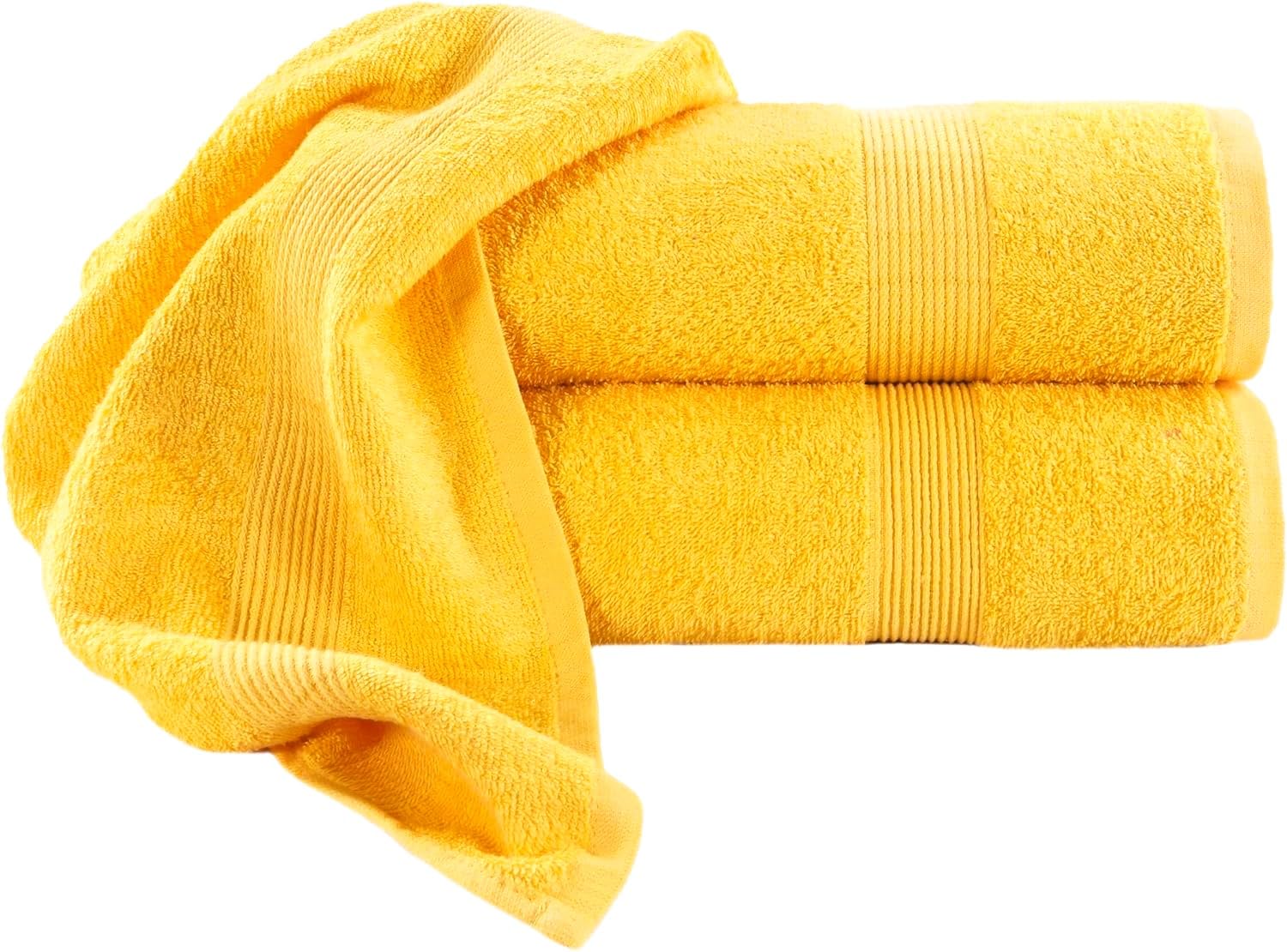 Diamond Tex Extra Large Bath Sheet - 100% Egyptian Cotton Ring Spun Bath Sheets Towels - Super Soft Highly Absorbent 600 GSM Quick Dry Bath Sheet (Lemon Yellow, Pack of 1, 100 x 200 cm)