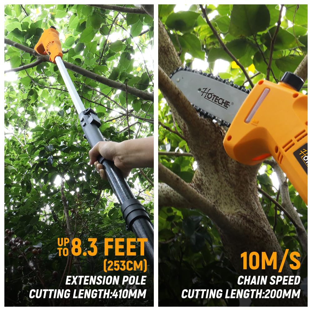Hoteche 2in1 Teleskop-Astsäge & Heckenschere | 500W/700W, 195-253CM, Orange-Schwarz, Farbschachtel