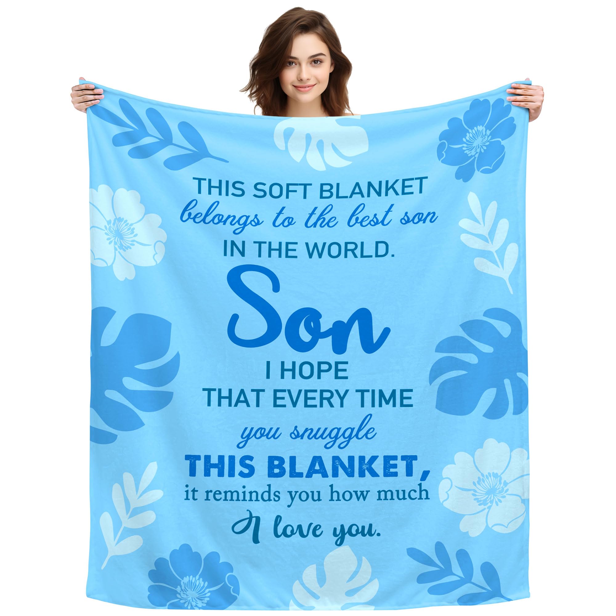 ACAROMAY This Blanket Belongs To The Best Son In The World Gifts for Son Boy Throw Blanket for Men Son Birthday Gifts Christmas Throw Decorations Blanket (Son-C)