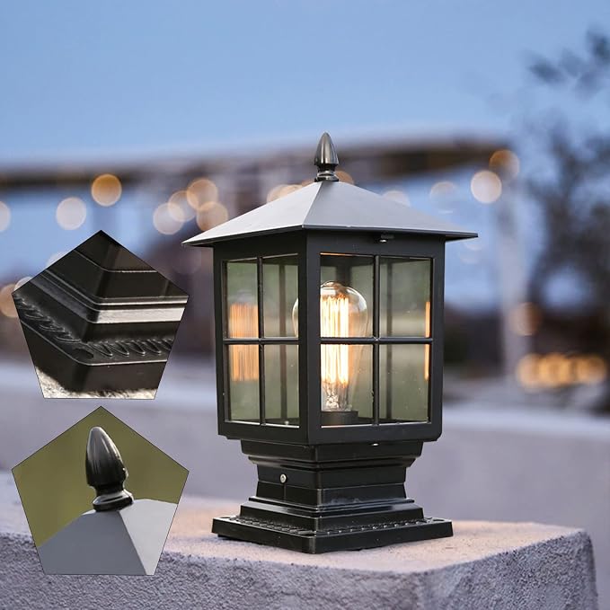 Lámpara de poste solar exterior negra 15x35.5 cm miniatura 5