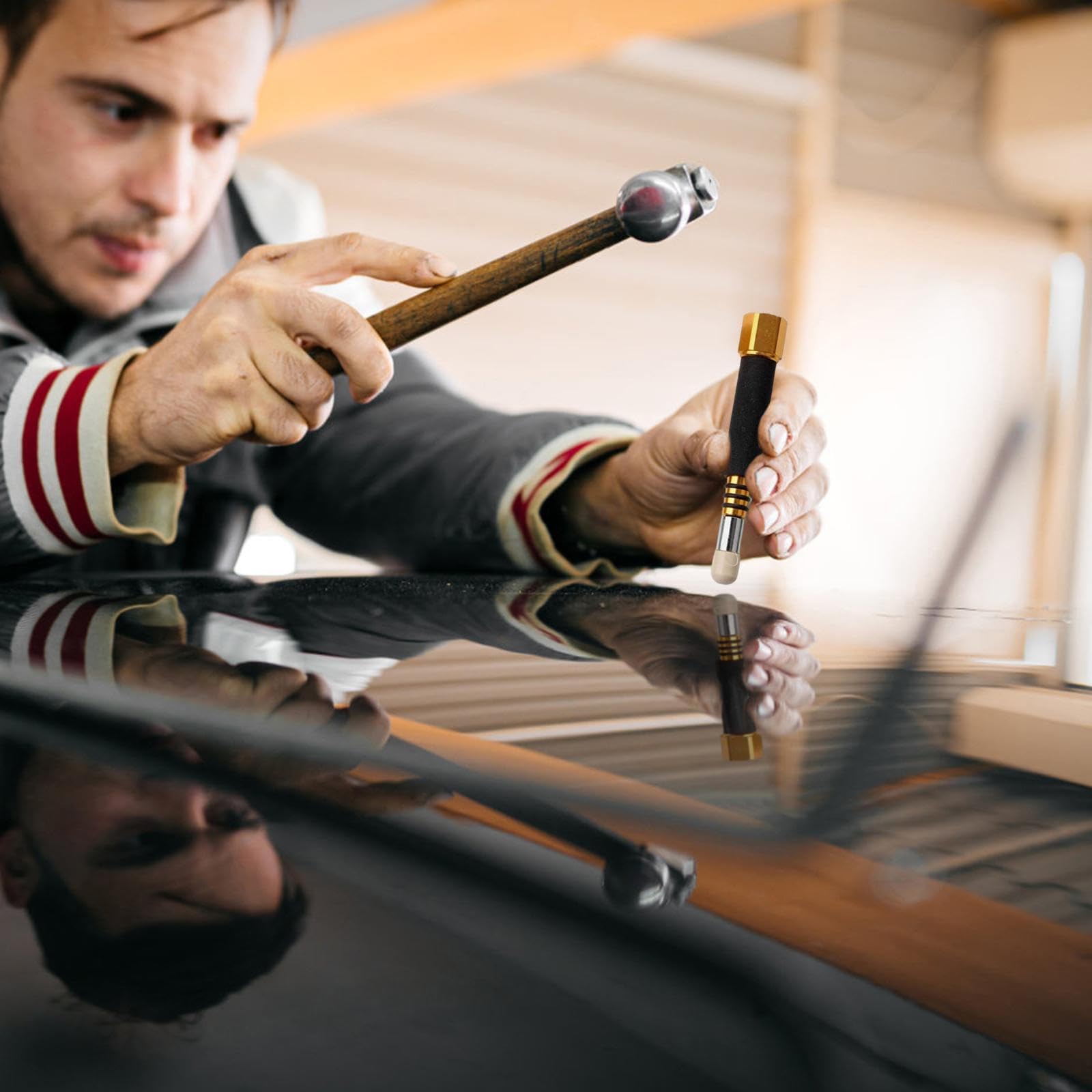 Teksome Strumento per la rimozione di ammaccature, Penna di livellamento Professionale per Riparazione di martelli per ammaccature per Auto da 4 Pezzi, Kit rimozione ammaccature Martello Scorrevole