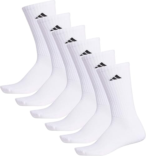 Miniatura 7 de adidas - Calcetines deportivos acolchados para hombre (6 pares), color blanco y negro