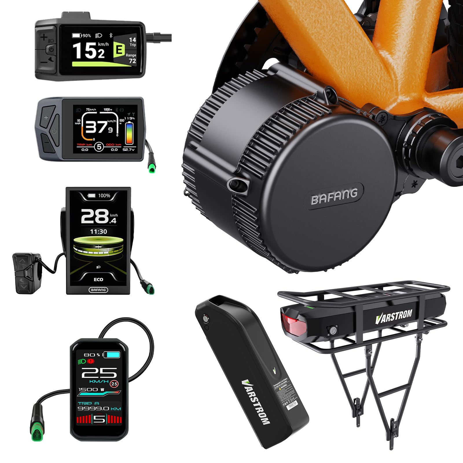 BAFANG Kit Motore Centrale, Kit Conversione Bici Elettrica BBS01B BBS02B BBS-HD con Motore Centrale 250W, LCD & Batteria Opzionali, Protocollo CAN per BB 68-73/100 / 120 mm