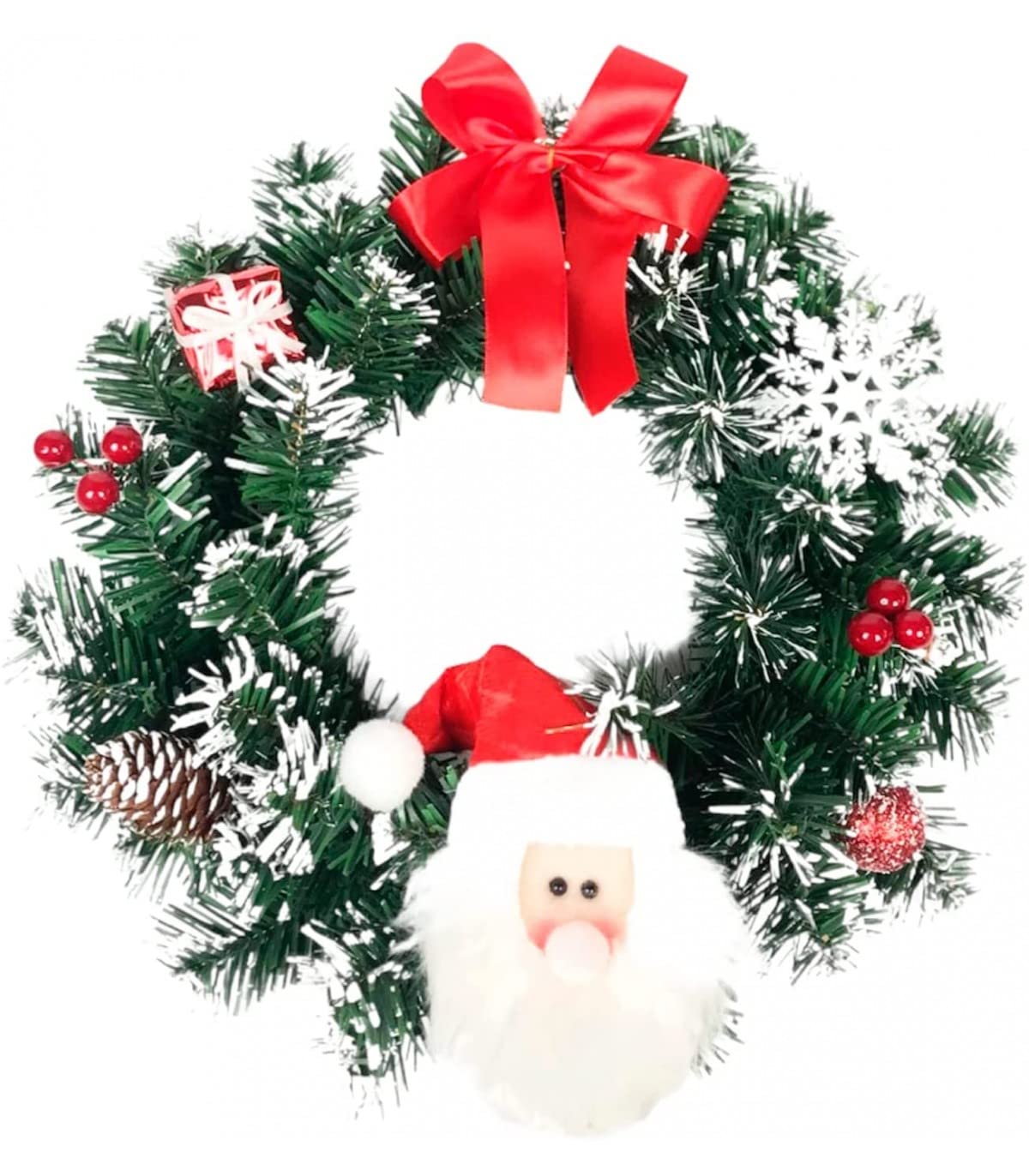 TIENDA EURASIA® Coronas de Navidad para Puerta - Colgantes Decorativos - Decoracion Navidad - Adornos Navidad - Decoracion Casa (35432 - Decorado Rojo Santa)