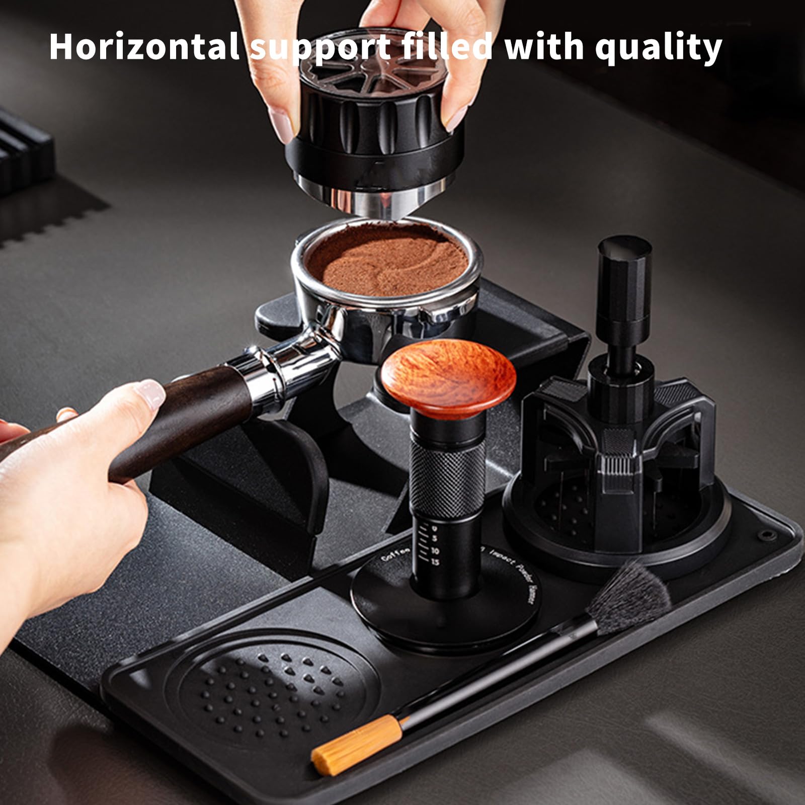De manipulación Estación de apisonamiento Multifuncional Soporte de apisonamiento de café Textura de Silicona Presente para entusiastas del café Accesorios para Preparar café