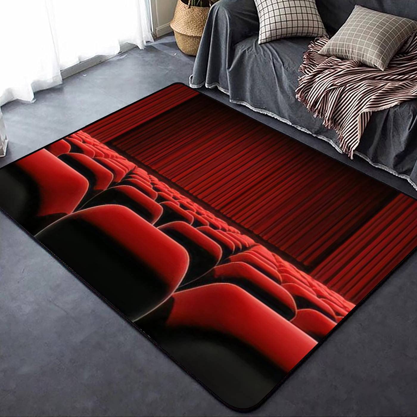 Cinema or Theater Screen red Curtain and Stage with Seats Rugs Soft Non-Slip Indoor Outdoor Living Room Bedroom Kids Room Modern Home Decor Carpet Mat Yoga Mat Runner Rugs Doormat