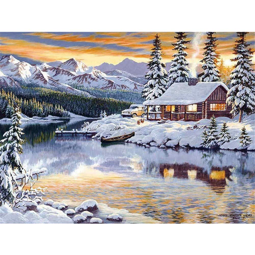 Cristal strass broderie paysage 80x100cm idée cadeau créatif